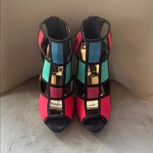 Black and Multi-colored heels